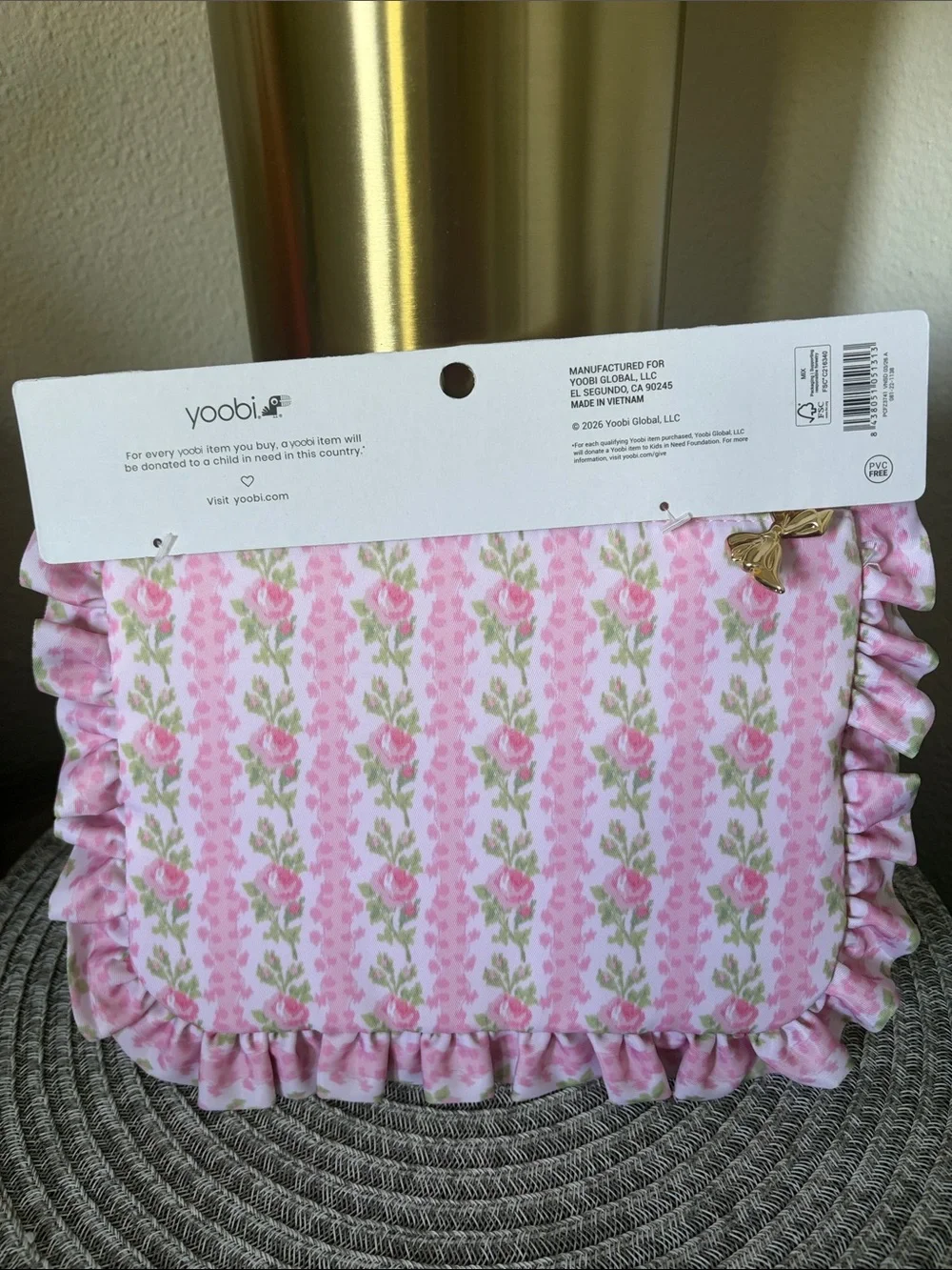 NWT Love Shack Fancy X Yoobi Blooming Heirloom Flat Zip Ruffle Pencil Case